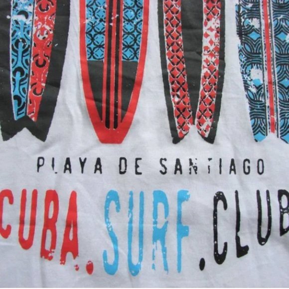 Surfboard Tee Shirt Top Beach Graphic White Cuba Surf Club NWT New With Tags XL - Picture 2 of 8